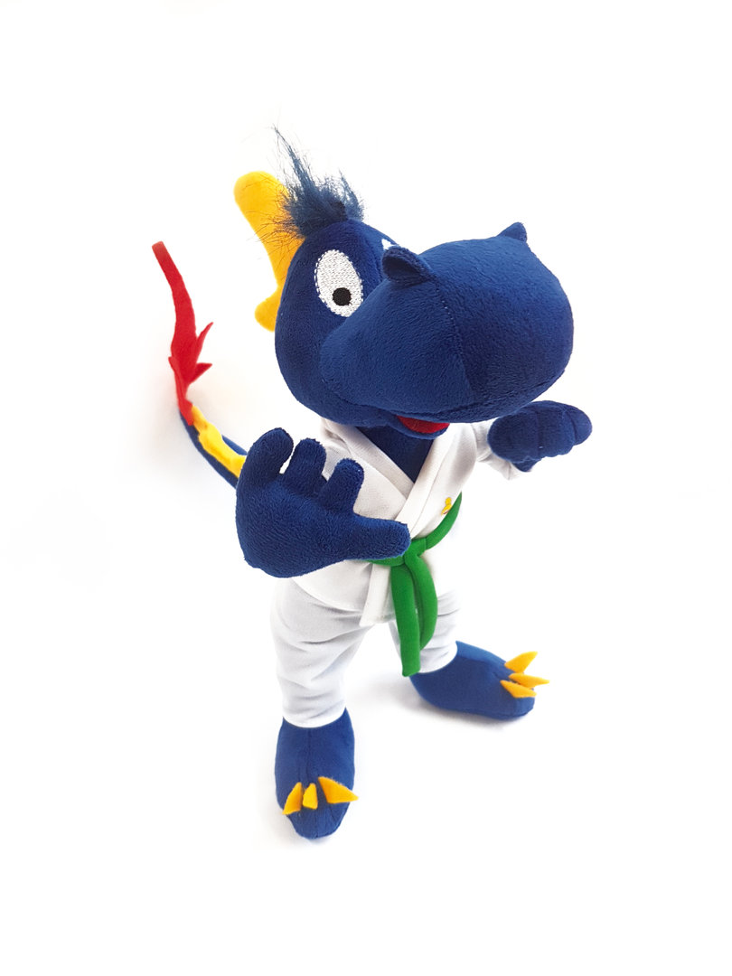 Plushie, Drache, Blau, weißer Gürtel, grüner Gürtel