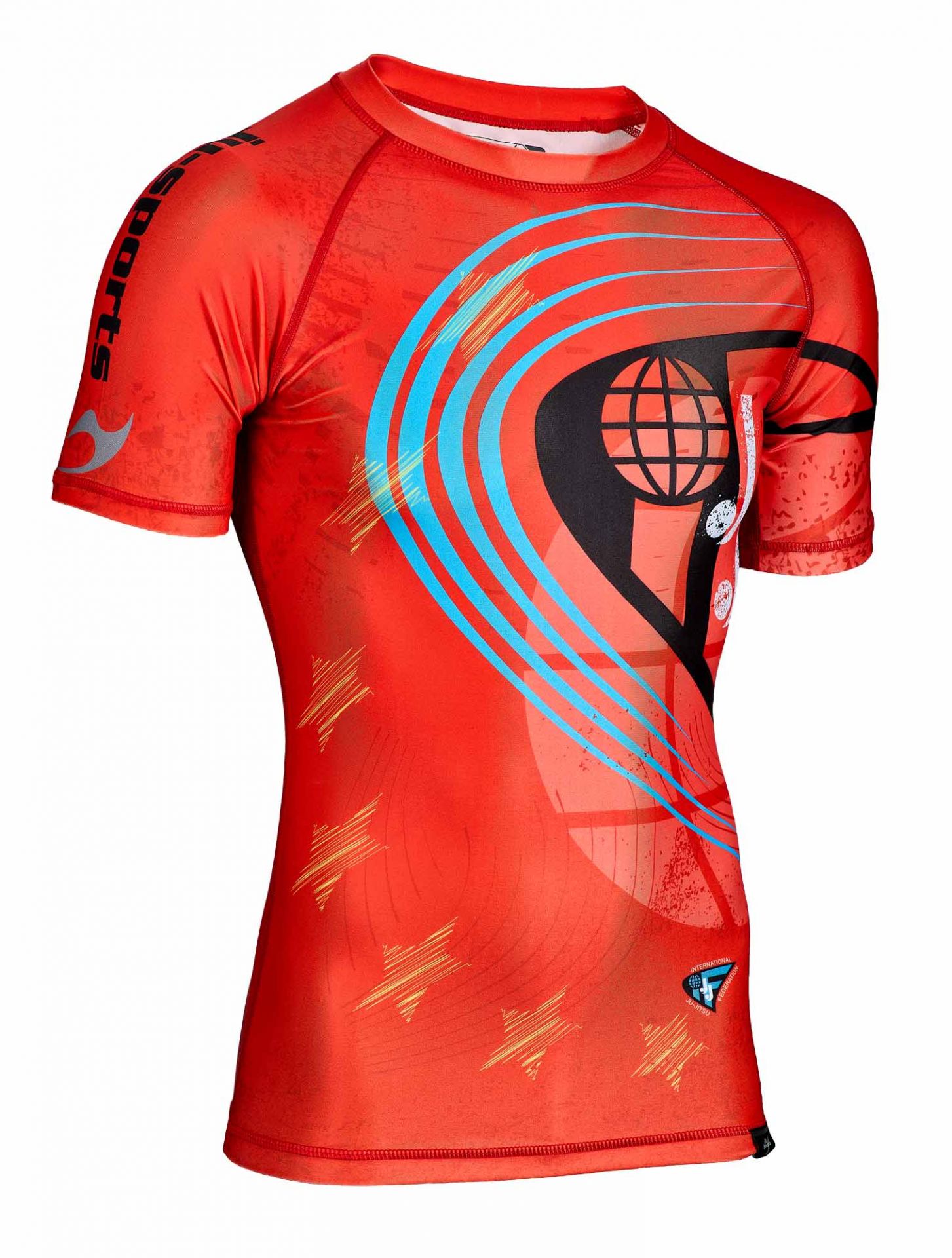 Rashguard kurzarm rot - JJIF approved mit Ländercode