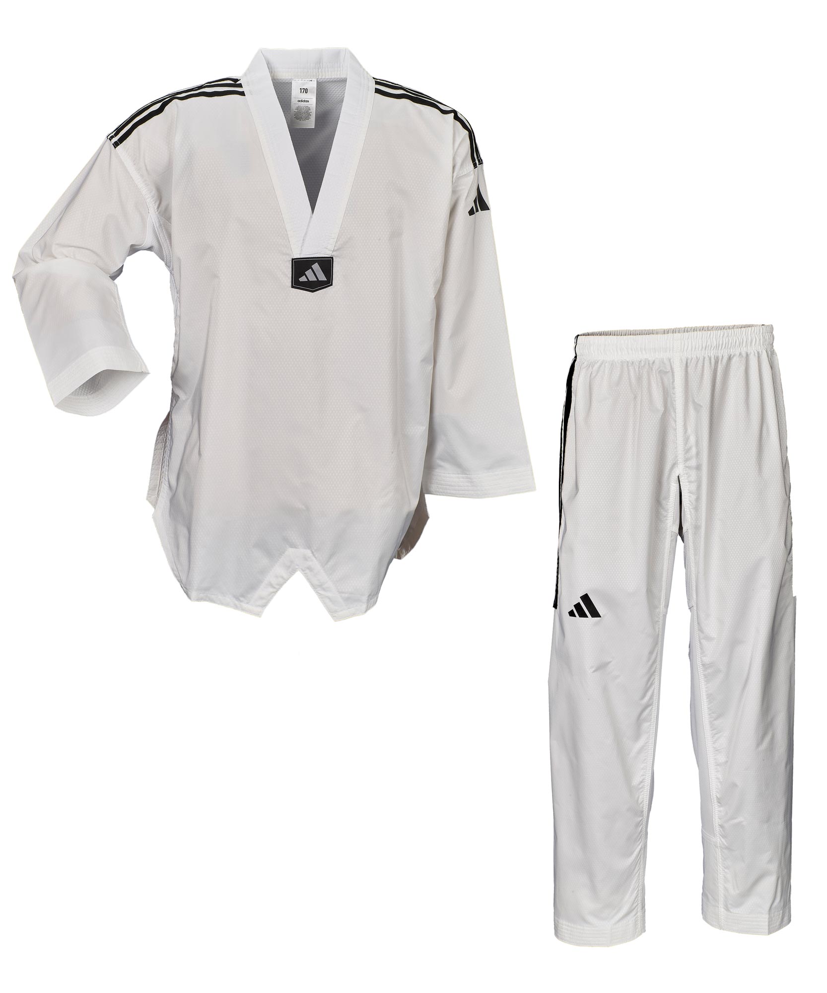 adidas Taekwondoanzug, adi Fighter Eco mit Streifen, weißes Revers, ADITC04ECO