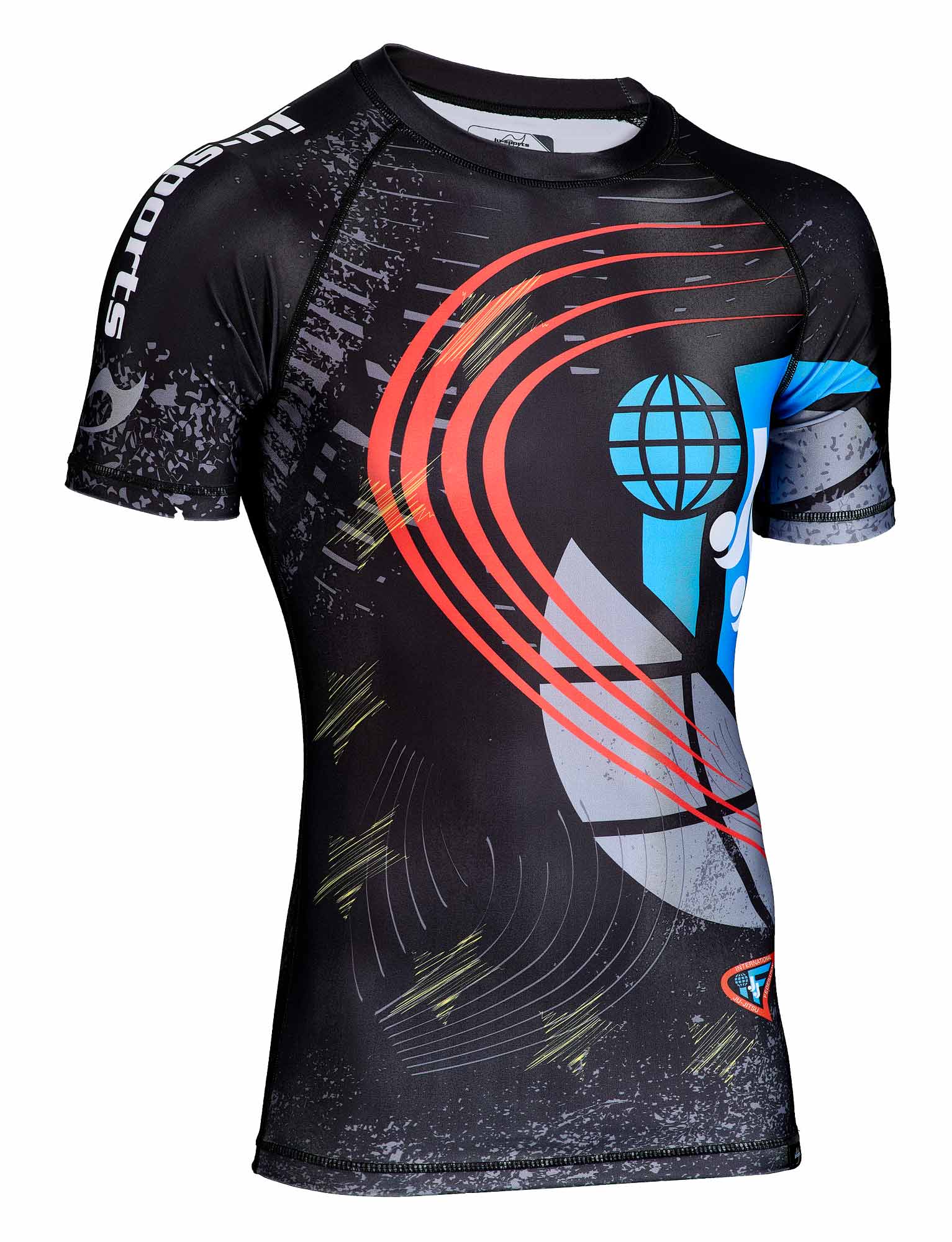 Rashguard kurzarm schwarz - JJIF approved mit Ländercode
