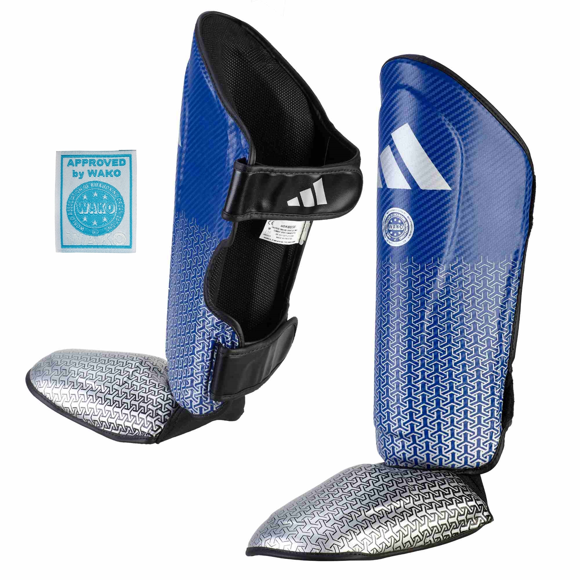adidas Pro Kickboxing Schienbein-Spannschutz blue/silver, adiKBSI300