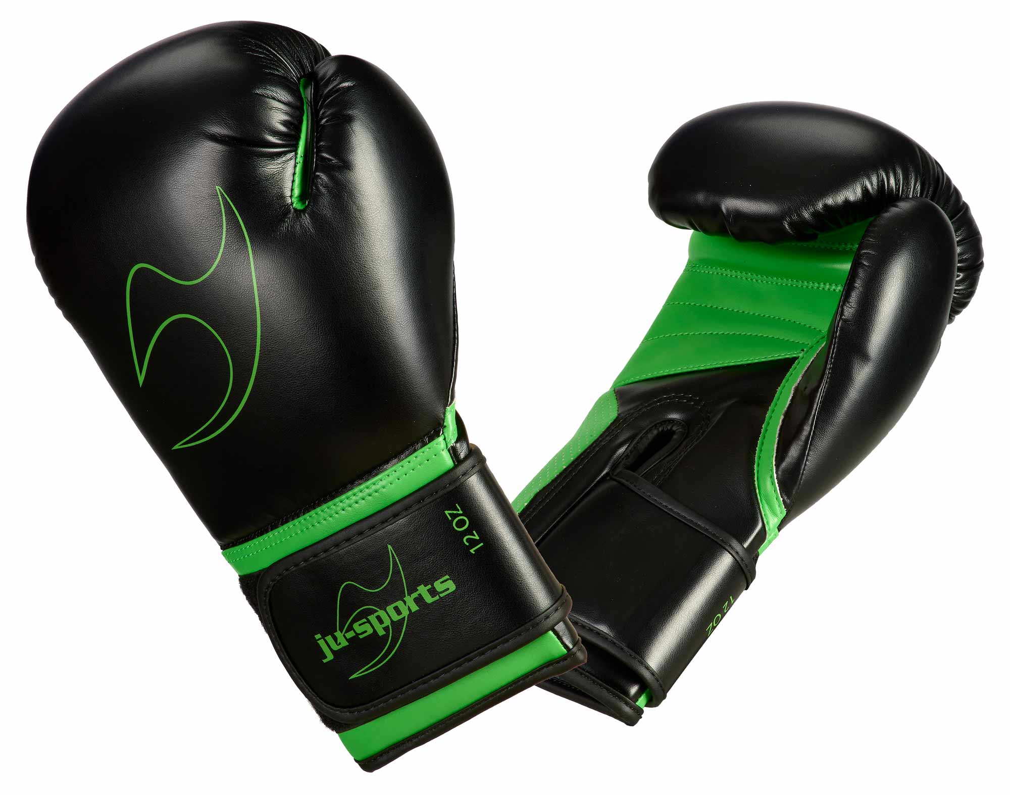 Boxhandschuhe, Leder, Schwarz, Grüne Akzente, Paar