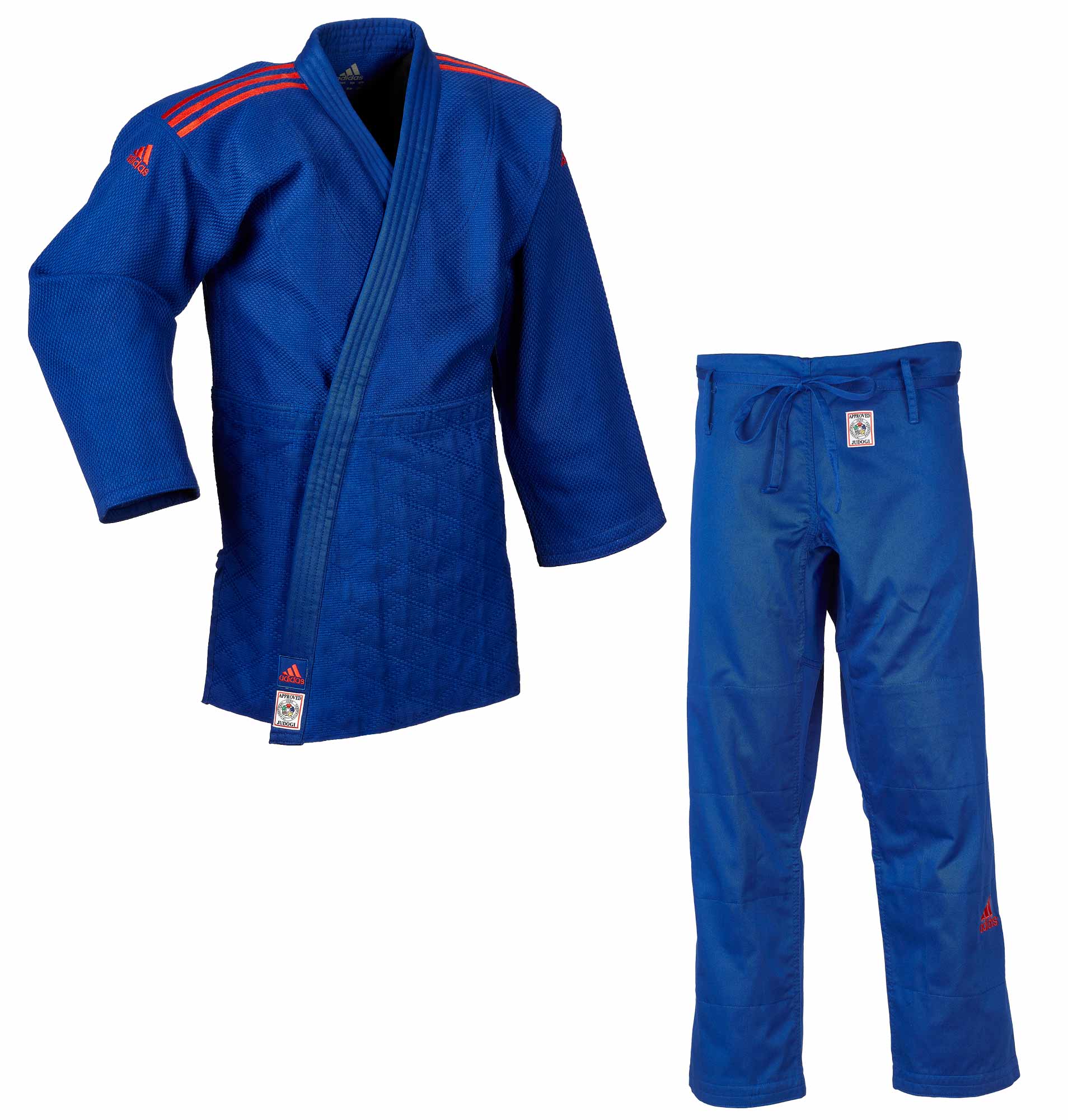 Abverkauf: adidas Judoanzug CHAMPION II IJF, blau/rotes Logo, JIJF