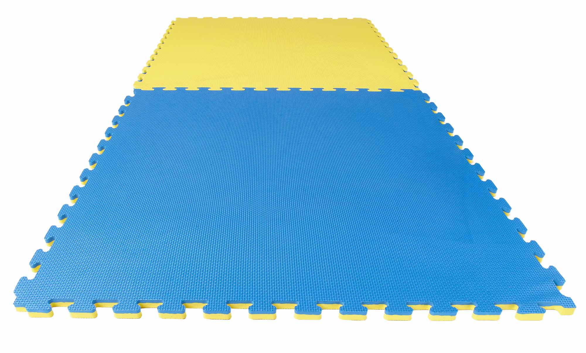 Puzzlematte Econo 2 cm Crosstexture blau/gelb Wendematte
