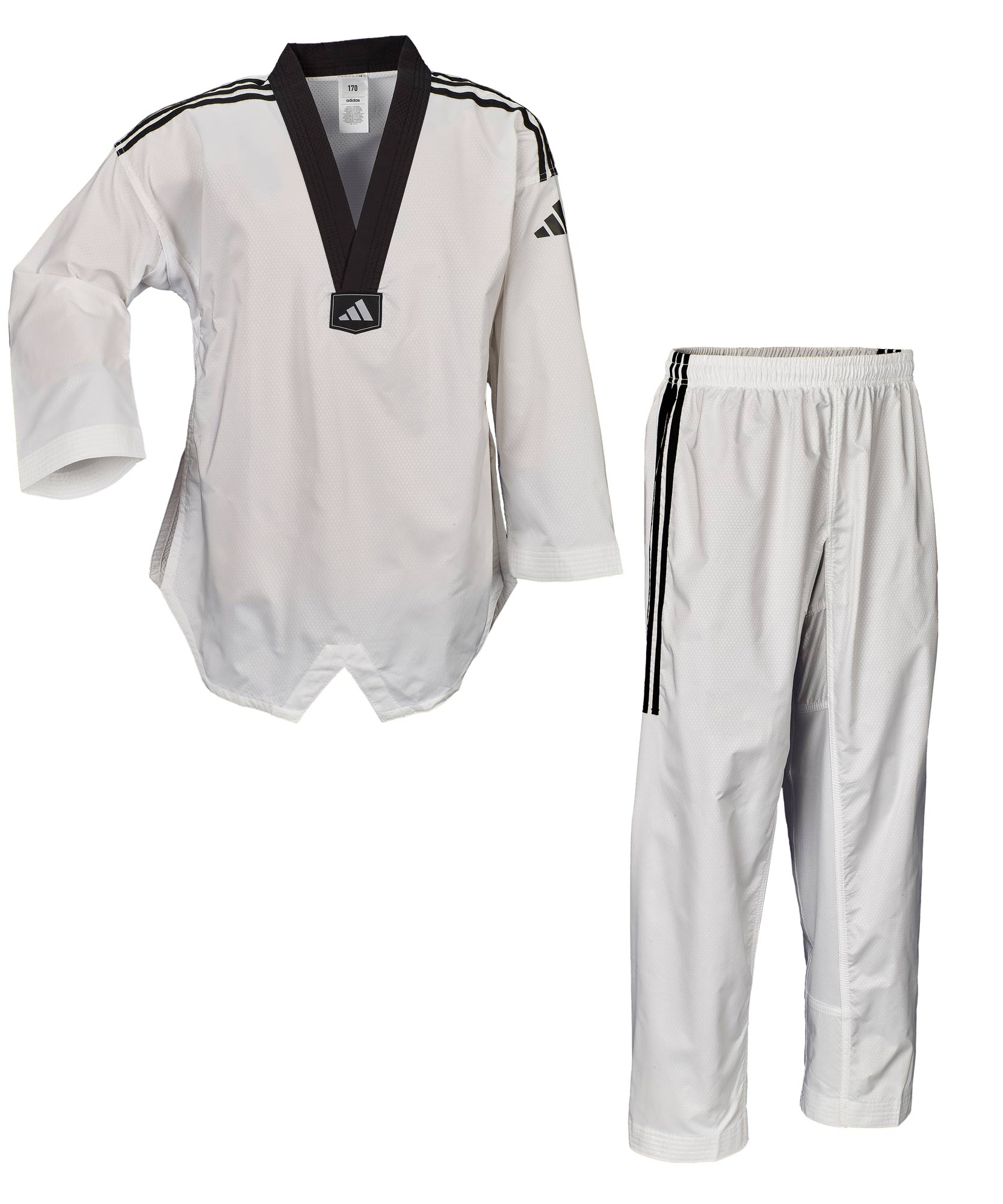 adidas Taekwondoanzug, adi Fighter Eco mit Streifen, schwarzes Revers, ADITC04ECO