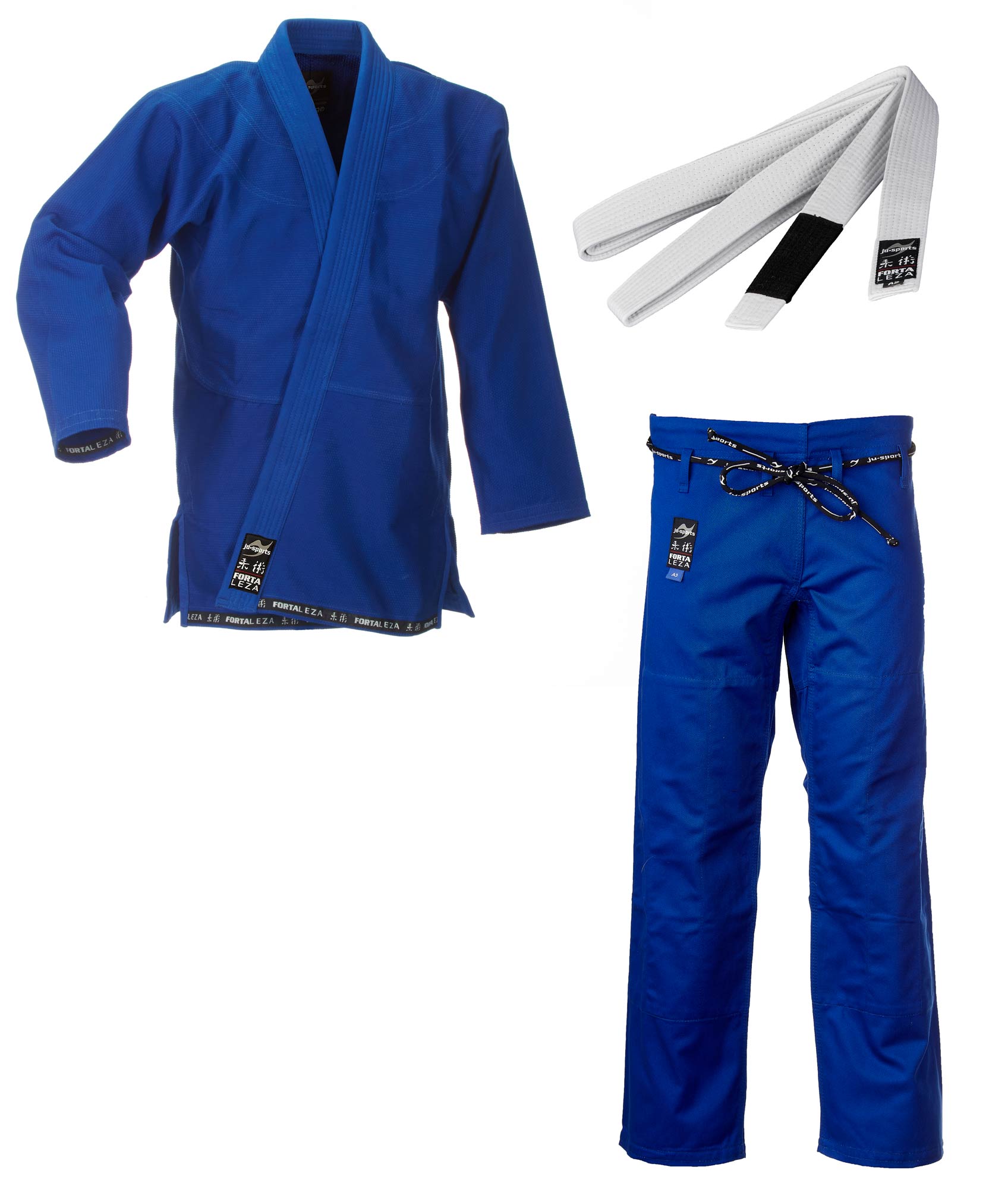 BJJ Starter Gi Fortaleza blau + BJJ Gürtel weiß