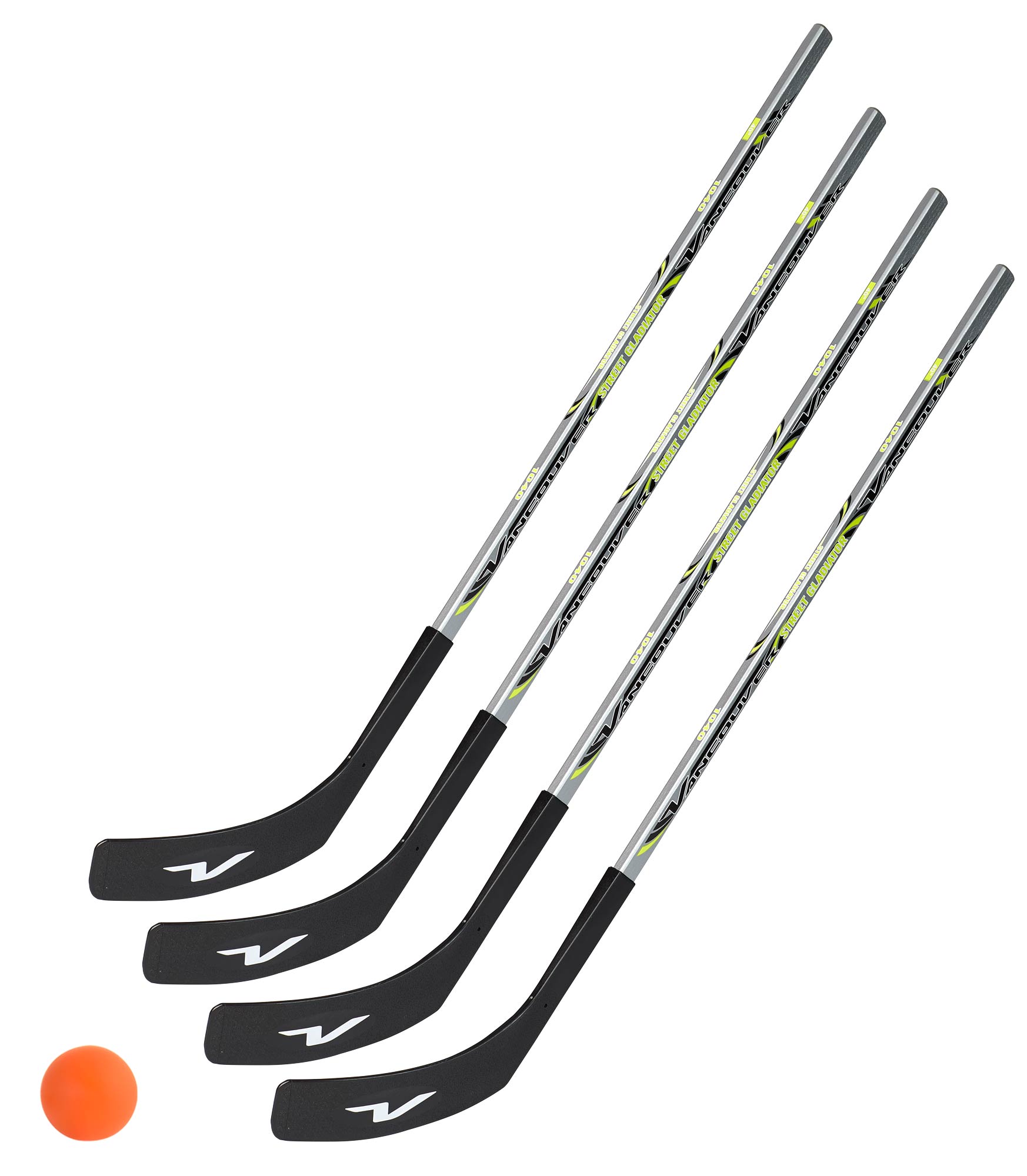 4 x Vancouver Streethockeyschläger 100 cm, Kids plus 1 Hockey-Ball