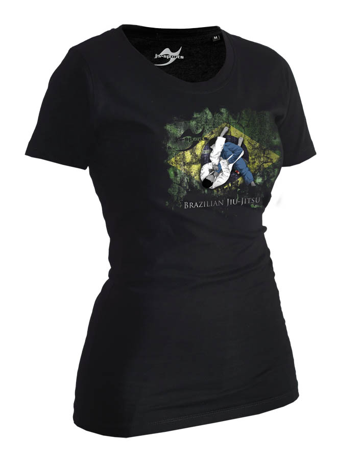 BJJ-Shirt Ground Warrior schwarz Lady